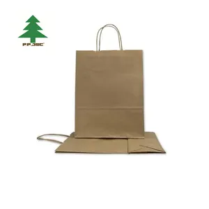 批发环保棕色扭曲手柄纸袋越南制造购物礼品包装纸袋