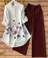 Atasan Kerja Wanita Motif Cetak Warna-warni Gaya Barat Bahan Viscose, Desainer Tren Festival, Grosir Gaya India Alphanumero