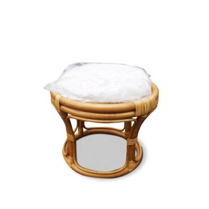 Handmade Natural Rattan Round Ottoman Footrest <b>Stool</b> With Soft Cushion Eco Friendly Wicker Coffee Table For Modern Living Room - Product Image 3