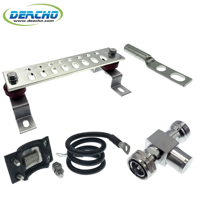 Wireless telecom cable grounding and lightning protection material, grounding kit earthing bus bar cable lug surge arrester