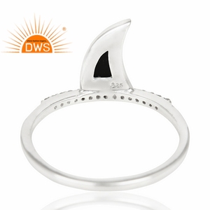 Anillo de piedras preciosas de ónix negro oscuro para niñas, joyería al por mayor, anillo de plata fina 925 - Product Image 3