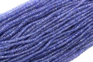 Perles de Rondelle à Micro Facettes Étincelantes en Pierre Précieuse de Tanzanite Bleue Naturelle AAA Grade 16 "Long Strand pour la Fabrication de Bijoux - Product Image 2