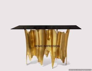 Mirror Top Luxury Centerpiece <b>Gold</b> Rings Console <b>Table</b> Parties Wedding and Events Console <b>Table</b> for Home Hotel Decor <b>Table</b> - Product Image 4