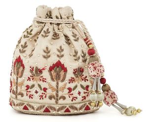 NEW--LATEST POTLI-BAG กับ RESHAM,DABKA ZARDOZI EMBROIDERY--WORK ON--BAGS สำหรับงานเลี้ยงและงานแต่งงาน @ 2021 - Product Image 1