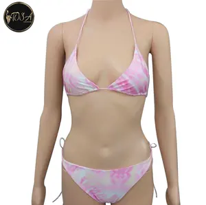 Bikini Set Women's Two Pieces Bra & Brief Set Fabrics Swimwear Beachwear High Quality Set Print String Style Sexy All Strapless