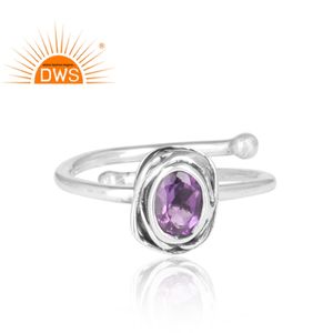 ที่น่าตื่นตาตื่นใจอเมทิสต์แหวนพลอยเครื่องประดับผู้ผลิตวินเทจดู925แหวนเงินออกซิไดซ์แหวนเงินสำหรับผู้หญิงเครื่องประดับ - Product Image 2