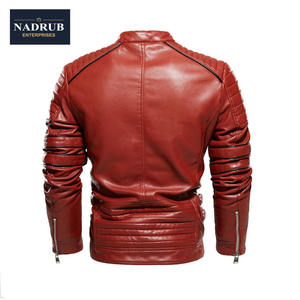 Veste rétro en cuir polaire pour hommes, manteau tendance hiver chaud Streetwear pour motos - Product Image 3