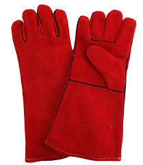 Gants de soudage fendus de vache haute température de 35cm Gants de travail en cuir rouge pour la protection des mains et des bras Gants de sécurité résistants à la chaleur - Product Image 2