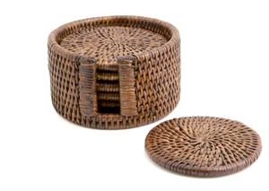 Vente de gros Dessous de verre en rotin fait à la main avec support Dessous de verre en rotin Set Vintage Rustique pour vaisselle - Product Image 6