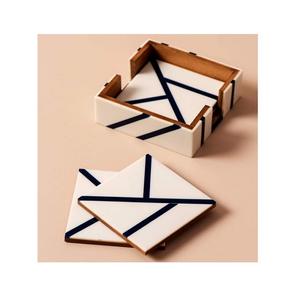 Wood And Mother of Pearl Cup <b>Coaster</b> <b>With</b> <b>Holder</b> Round Shape Customized Size <b>Coaster</b> <b>Set</b> For Home Kitchen Use - Product Image 5