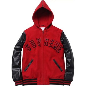 Haute qualité en cuir de vachette homme veste Baseball Letterman cuir manches à capuche Varsity veste pour homme gants ville - Product Image 3