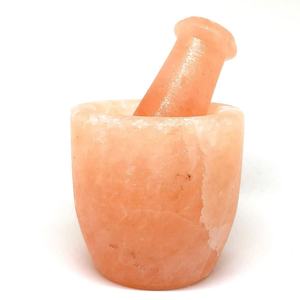 Mortier et pilon élégants en sel de l'Himalaya, design en pot, style Feng Shui sculpté, écologique, taille personnalisable - Sian Enterprises - Product Image 1