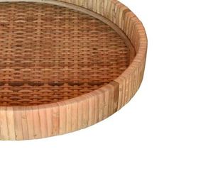 ชุดถาดเสิร์ฟอาหารหวายทรงกลม2ชิ้นถาดเสิร์ฟอาหารสำหรับห้องครัวและของใช้ในบ้าน - Product Image 3