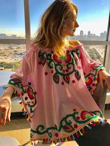 High Quality 2022 Luxury Embroidered Party Wear <b>Dresses</b> for Women Casual Mexican <b>Dress</b> With Tassel - Product Image 2