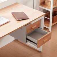 Bureau d'ordinateur portable à cadre circulaire, mobilier de bureau et de maison, design moderne en métal et bois, réglable en hauteur, finition poudrée