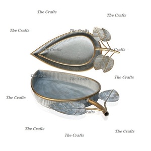 Plateau de service galvanisé avec poignées en cuivre, forme ovale, ustensiles de cuisine, plateau de service pour aliments, plateau à chocolat aux meilleurs prix - Product Image 5