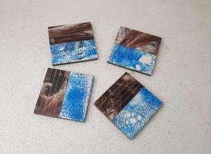 Meilleure qualité bois et résine forme carrée couleur marron sous-verres ensemble dernière conception bureau fête et restaurant utilisé meilleure qualité - Product Image 6