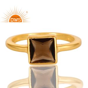 แหวนควอทซ์สโมควอทซ์สโมคกี้ธรรมชาติทำด้วยมือแหวนดีไซน์สี่เหลี่ยมเงินแท้สำหรับผู้ผลิตเครื่องประดับผู้หญิง - Product Image 2