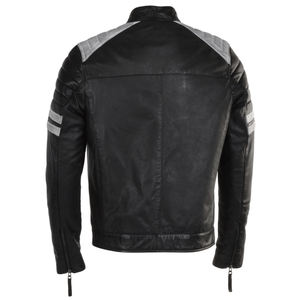 Venta caliente de los hombres originales de imitación de cuero de motorista de ajuste Regular con cierre de cremallera y bolsillos funcionales - Product Image 6