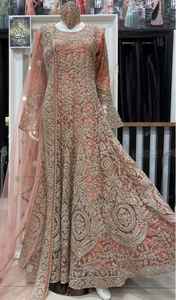 Vestido de novia pesado hasta el suelo Lehenga Choli, cuentas de cristal, Material de acetato de trabajo DABKA, estilo indio pakistaní - Product Image 2