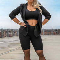 Ensemble de vêtements de fitness pour femmes grandes tailles, personnalisable OEM, respirant et léger, motif uni, soutien-gorge de yoga et short cycliste très élastique