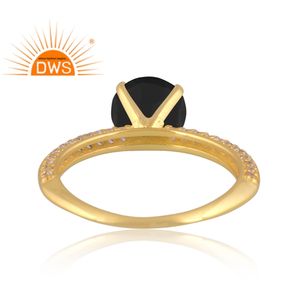 แหวนพลอยเพชรพลอยอัญมณีโซลิแทร์สีขาวสีดำและสีเงินสเตอริ925 - Product Image 4