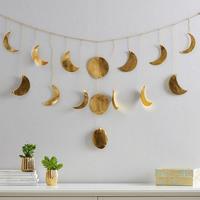 Guirlande artisanale de haute qualité, durable, 15 phases lunaires, chaîne finition or, suspendue, 51 pouces, pour festivals, Noël, Art Asie, Exportations