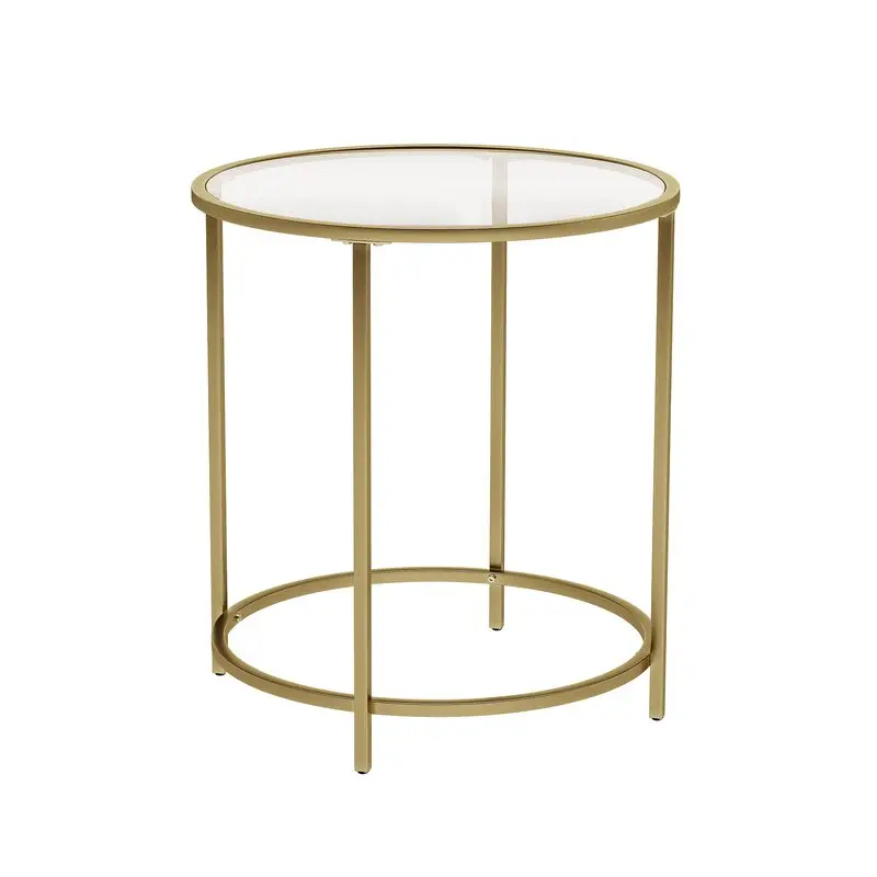 Fornitura diretta in fabbrica tavolino rotondo con piano in metallo e vetro dal Design semplice moderno in nero, oro e oro rosa per la sala da pranzo di casa