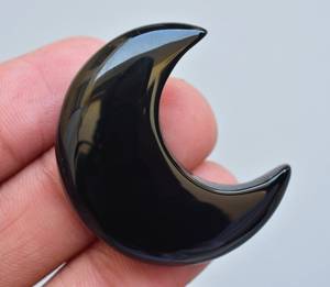 Luna creciente de ónice negro increíble para diseño de joyería, piedra preciosa Natural, luna de ónix negro, cabujón suelto para anillos - Product Image 4