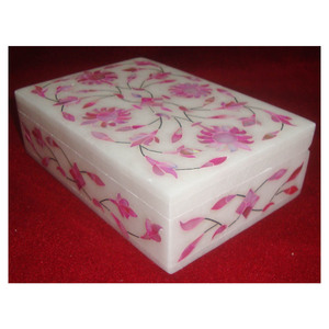 Unbreakable Marble With Beautiful Pink Mother Of Pearl Stone Inlaid Design Box - Product Image 1