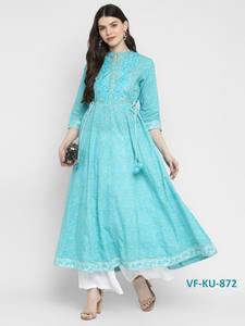 Bordado trabajo Georgette anarkali vestido para damas ropa casual ropa de fiesta elegante Georgette Kurti y dupatta con precio bajo - Product Image 3