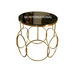 Mesa Auxiliar de Diseño Atractivo en Metal, Mesa de Centro de Aluminio con Acabado Antiguo para Decoración de Piso - Product Image 1