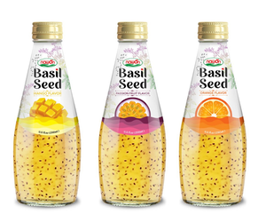 น้ำฝรั่ง 290 มล. ผสมเมล็ดโหระพา บรรจุขวดแก้ว แบรนด์ส่วนตัว ผู้ผลิตเครื่องดื่มทรอปิคอล ส่งออกจำนวนมากจากเวียดนาม - Product Image 1