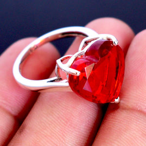 อัญมณีควอตซ์สีแดงคุณภาพสูงรูปหัวใจขายส่งแหวนเงินแท้925สเตอร์ลิงสำหรับงานแต่งงานเครื่องประดับที่สวยงามสำหรับเธอ - Product Image 5