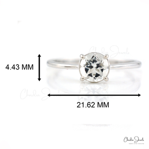 Nueva llegada clásico Topacio blanco Natural piedra preciosa 3MM redondo 925 anillo Casual de plata esterlina para damas regalo de compromiso de boda - Product Image 2