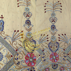 Tela de encaje con cuentas de red de tul francés africano de lujo Material brillante para vestido de fiesta de noche de Boda nupcial al por mayor - Product Image 2