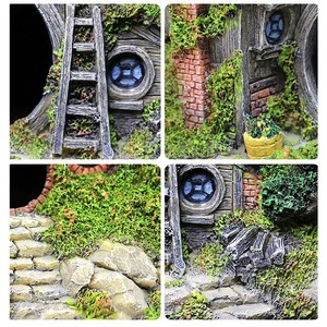 Decoración de acuario <span class=keywords><strong>Casa</strong></span> Hobbit pequeña <span class=keywords><strong>cueva</strong></span> con burbujeador para Betta ocultar agujero de reptil <span class=keywords><strong>casa</strong></span> refugio pecera ornamen - Product Image 6