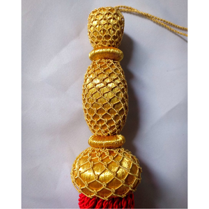 New Design Eco-Friendly Polyester Handmade Durable Lightweight Decorative Sash Tassels <b>Red</b> Gold Fringe Trim 100mm Custom Logo - Product Image 2