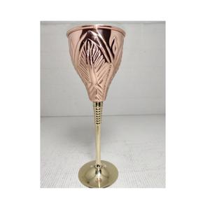 Copper and Glass Wine Glasses Luxury Embossed Wine <b>Goblet</b> - Product Image 1