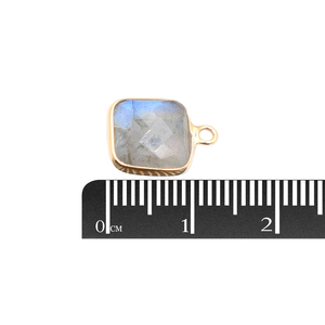 Pendentif en labradorite de forme carrée, argent sterling 925 naturel, serti de pierres, plaqué or 14K/18K, avec bélière, fabrication de bijoux faits à la main - Product Image 2