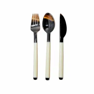 Customized Design Handle Cow Horn Cutlery Set Exporter at Factory Price