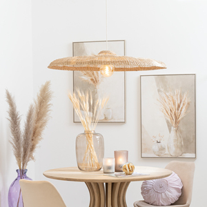 Pantalla de Lámpara Redonda Plana de Pasto Marino, Decoración Navideña Ecológica Hecha a Mano, Producto Natural de Lujo Hecho en Vietnam - Product Image 5