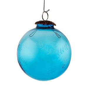 Decoraciones de Navidad hechas a mano, vidrio turquesa, forma de hoja redonda, G-431 - Product Image 1