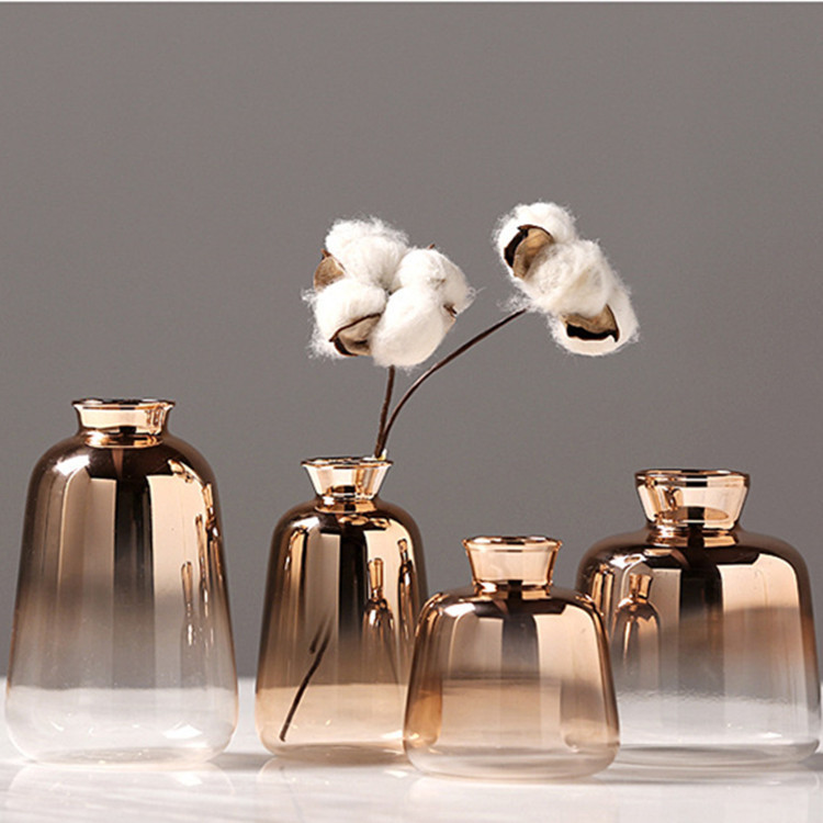 Scandinavian gold-plated hydroponic glass mini flower vase