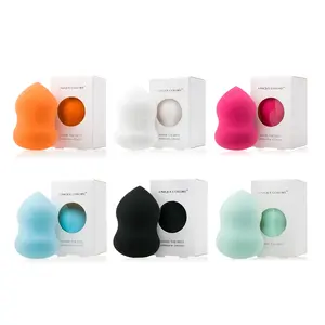Six Colors waterdrop cosmetic custom makeup sponge blender with beauty sponge private sponge package