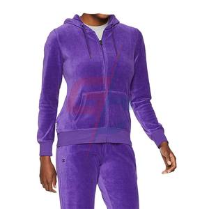 เสื้อแจ็กเก็ตกำมะยาวพร้อมฮู้ดของผู้หญิงกำหนดได้เอง - Product Image 5