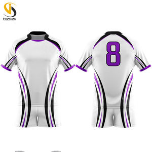 Vente en gros d'uniformes de sport de rugby en polyester 100% respirants pour adultes et jeunes avec impression du nom et du numéro de l'équipe - Product Image 6