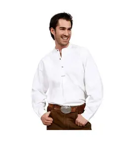 HERREN TRACHTEN HEMDEN/قميص من القطن الأبيض LEDERHOSEN/قميص مهرجان أكتوبر الألماني (قميص Lederhosen)