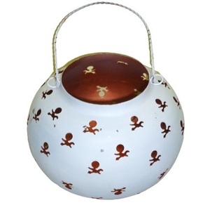 VOTIVE T-LIGHT <b>HOLDER</b> ROUND WHITE WITH HANDLE <b>TEALIGHT</b> <b>HOLDER</b> HIGH QUALITY METAL CHRISTMAS DECORATION CANDLE <b>HOLDER</b> - Product Image 2