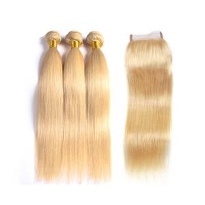 613 Extensions de cheveux vierges blonds doux Remy Bundles de vagues indiennes et brésiliennes 28-30 pouces perruques non traitées - Product Image 2